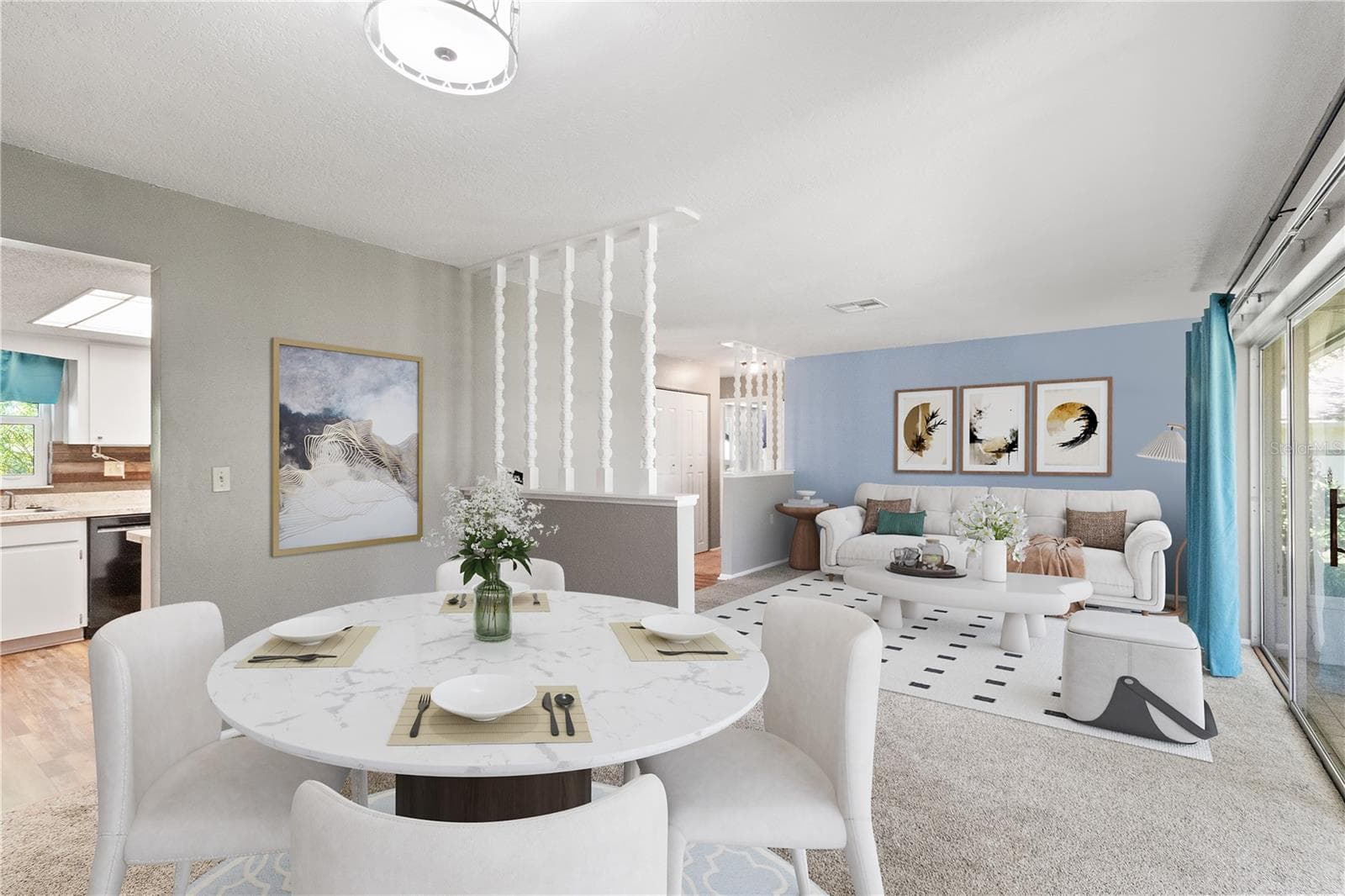 Virtually stage dining room living room - 10616 SPRINGWOOD DR, PORT RICHEY