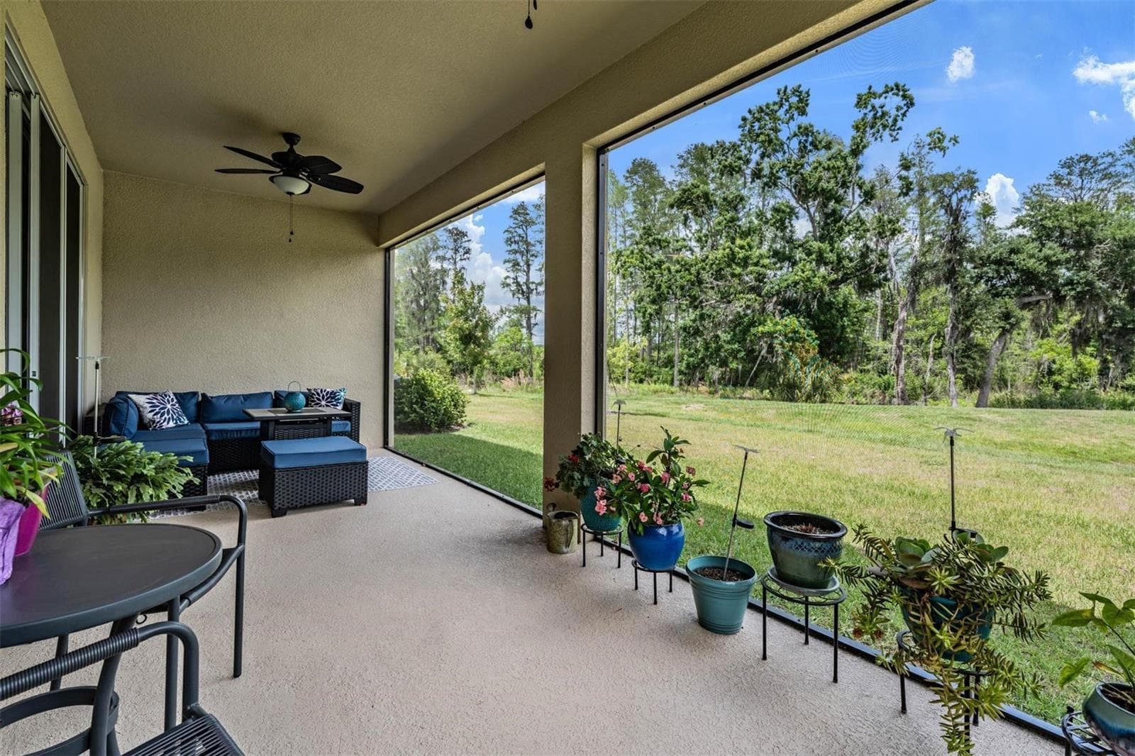 Screened lanai with view of pond - 6862 BROAD RIVER AVE, LAND O LAKES