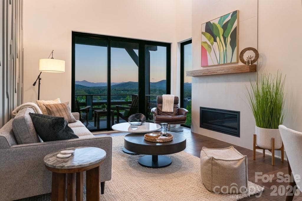 Living room at sunset - Asheville
