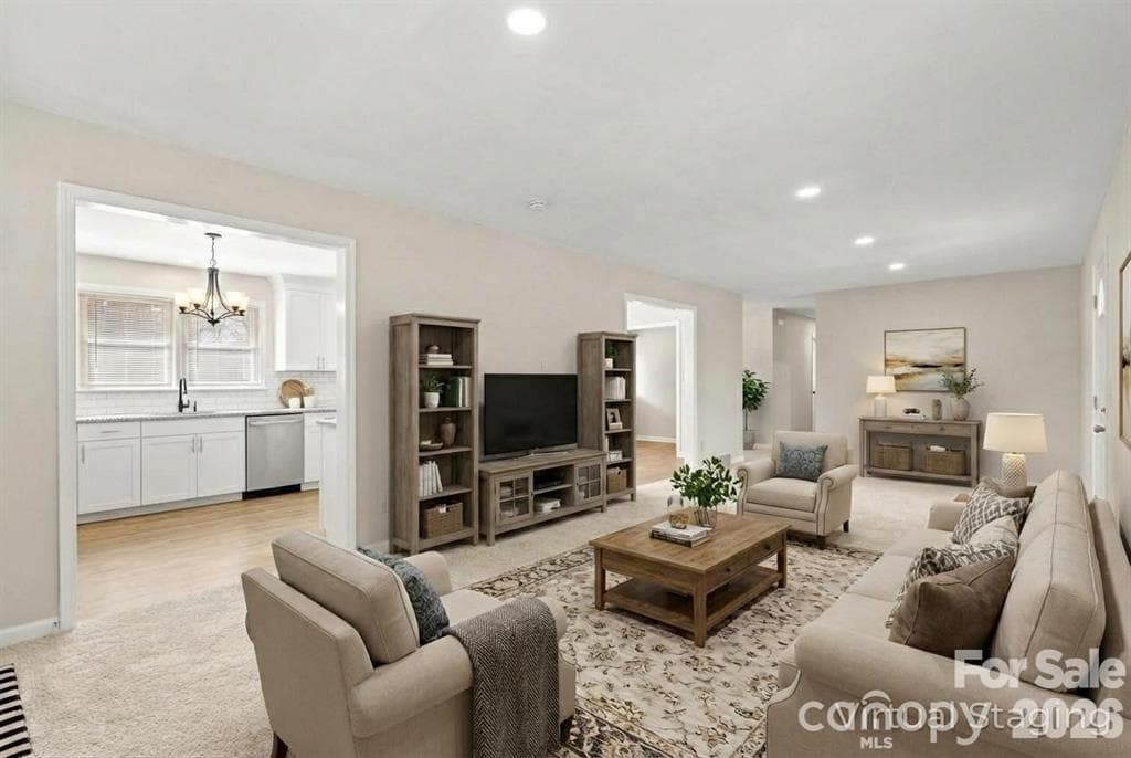 Living Room Virtually Staged - 322 Holland Circle, Statesville