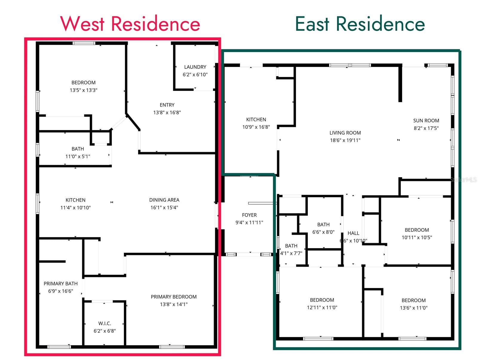 2 complete 3 bedroom, 2 bathroom residences with kitchens. - 1101 81ST AVE N, ST PETERSBURG