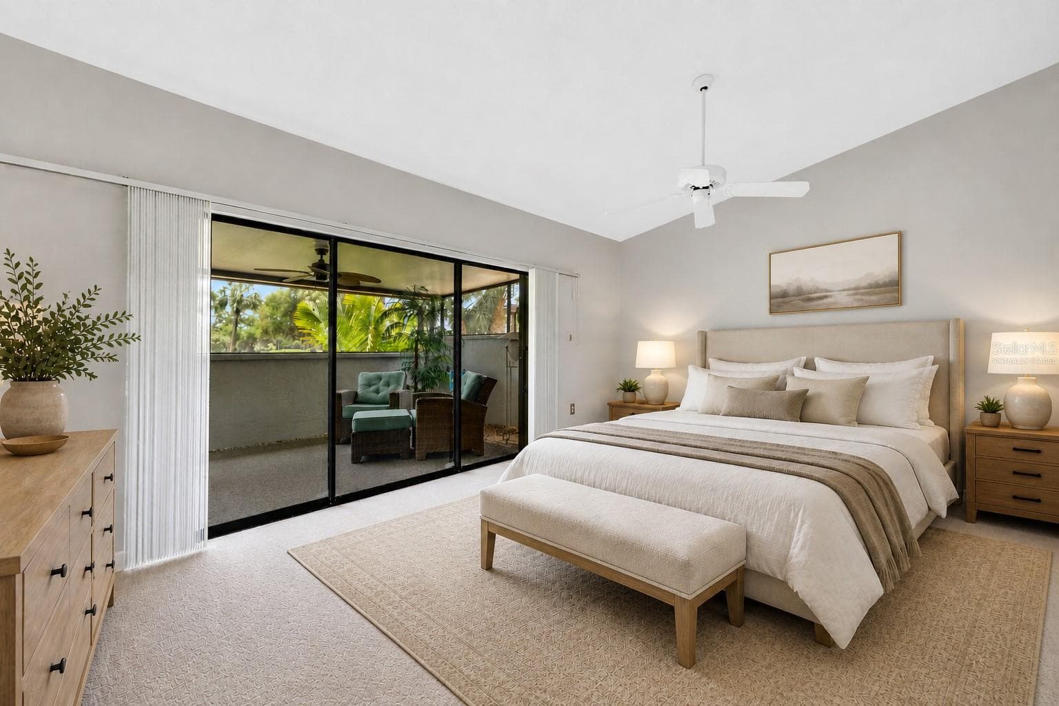 virtually staged primary bedroom - 4418 LA JOLLA DR, BRADENTON