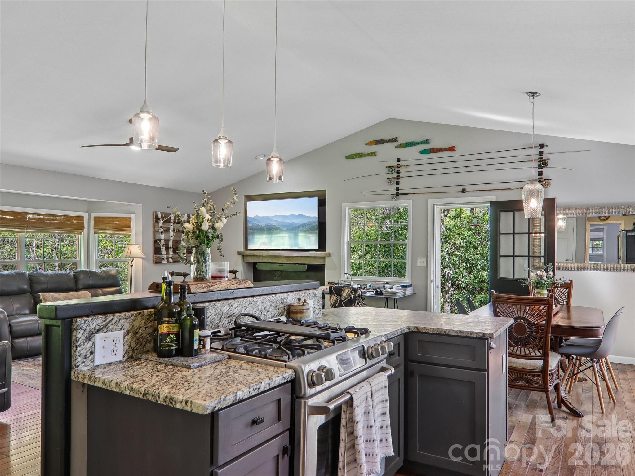 Kitchen & dining open to main living area - Pisgah Forest