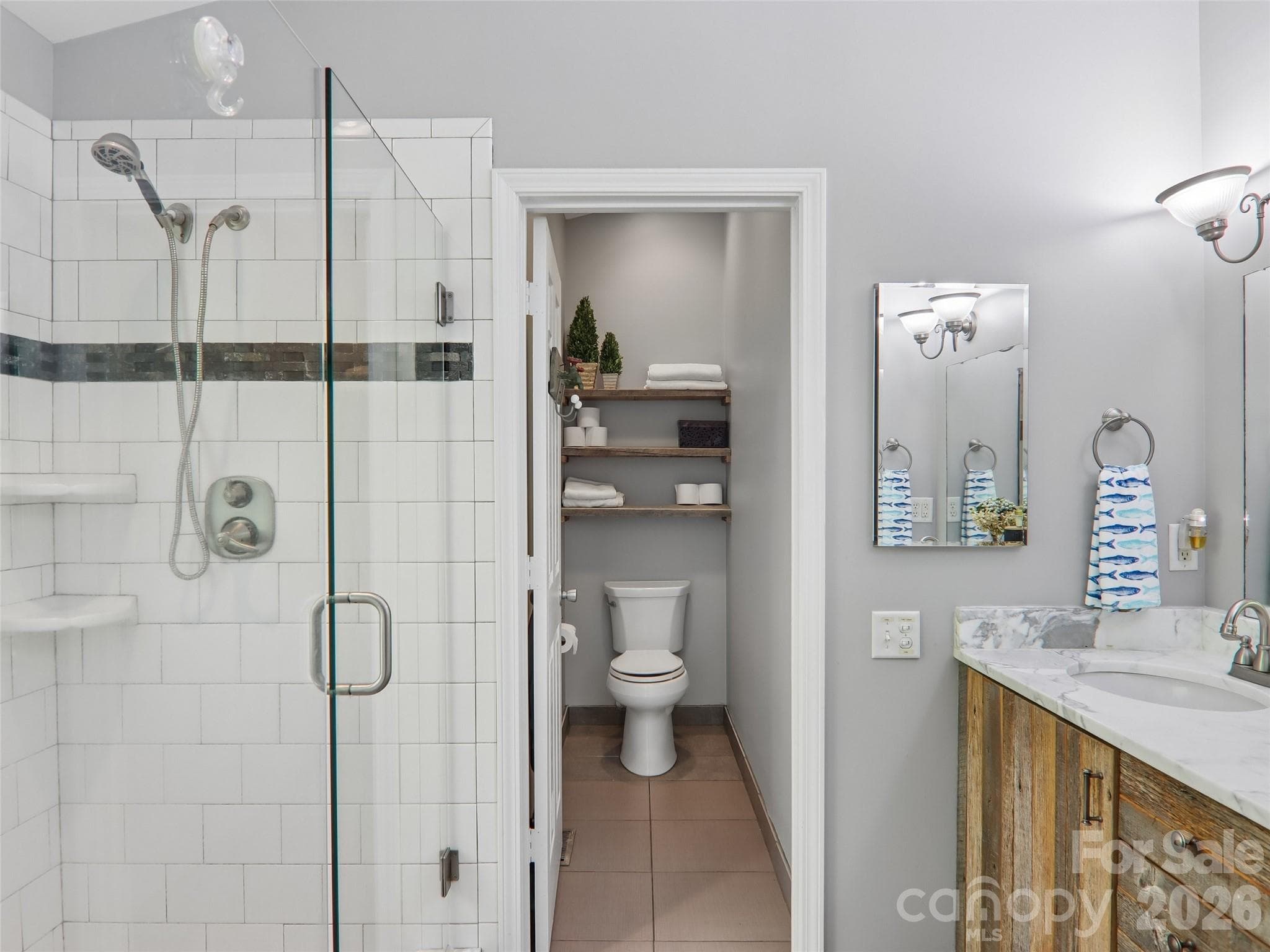 Primary bath with shower - Pisgah Forest