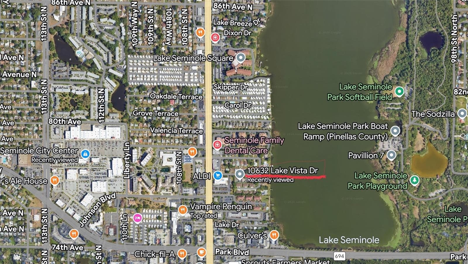 Map Location - 10632 LAKE VISTA DR, SEMINOLE
