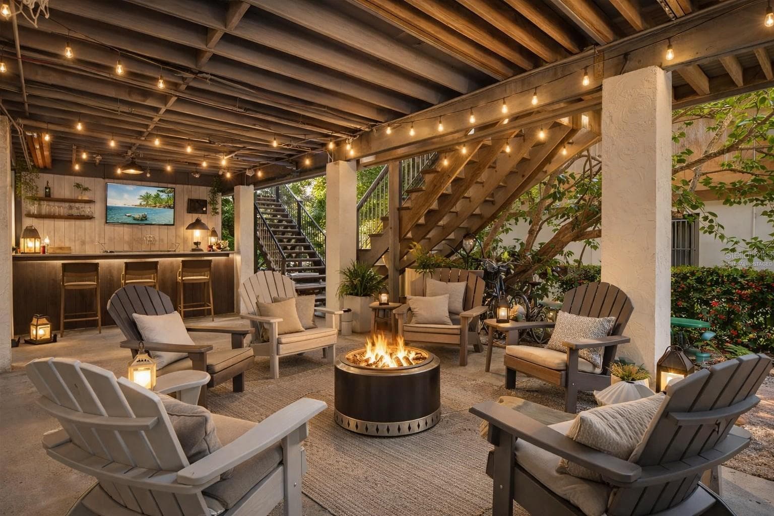 Under Home – Entertaining Area (Virtually Staged)Expansive covered ground-level space with endless potential for entertaining, lounging, or creating your own outdoor retreat. - 2513 AVENUE B #B, BRADENTON BEACH