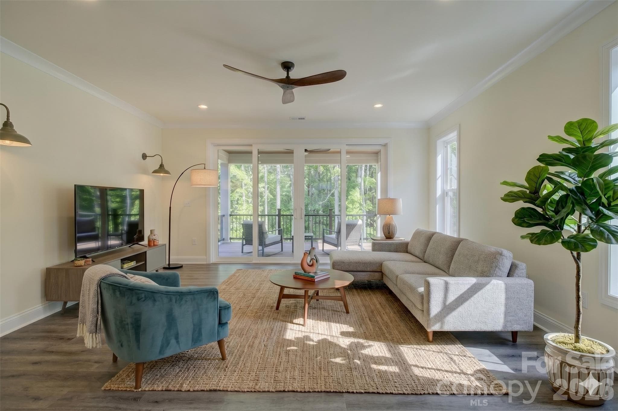 Virtually staged living room - 18210 Kalabash Road, Charlotte