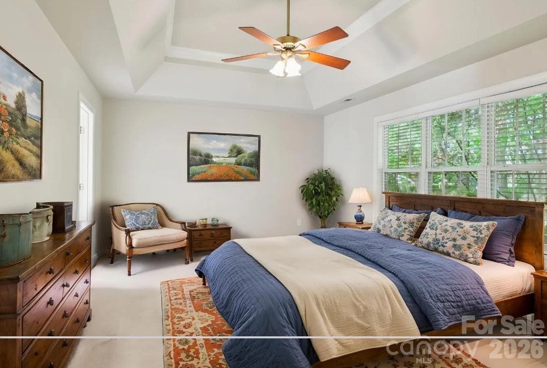 Virtually staged. Primary bedroom - 1930 Copperplate Road, Charlotte