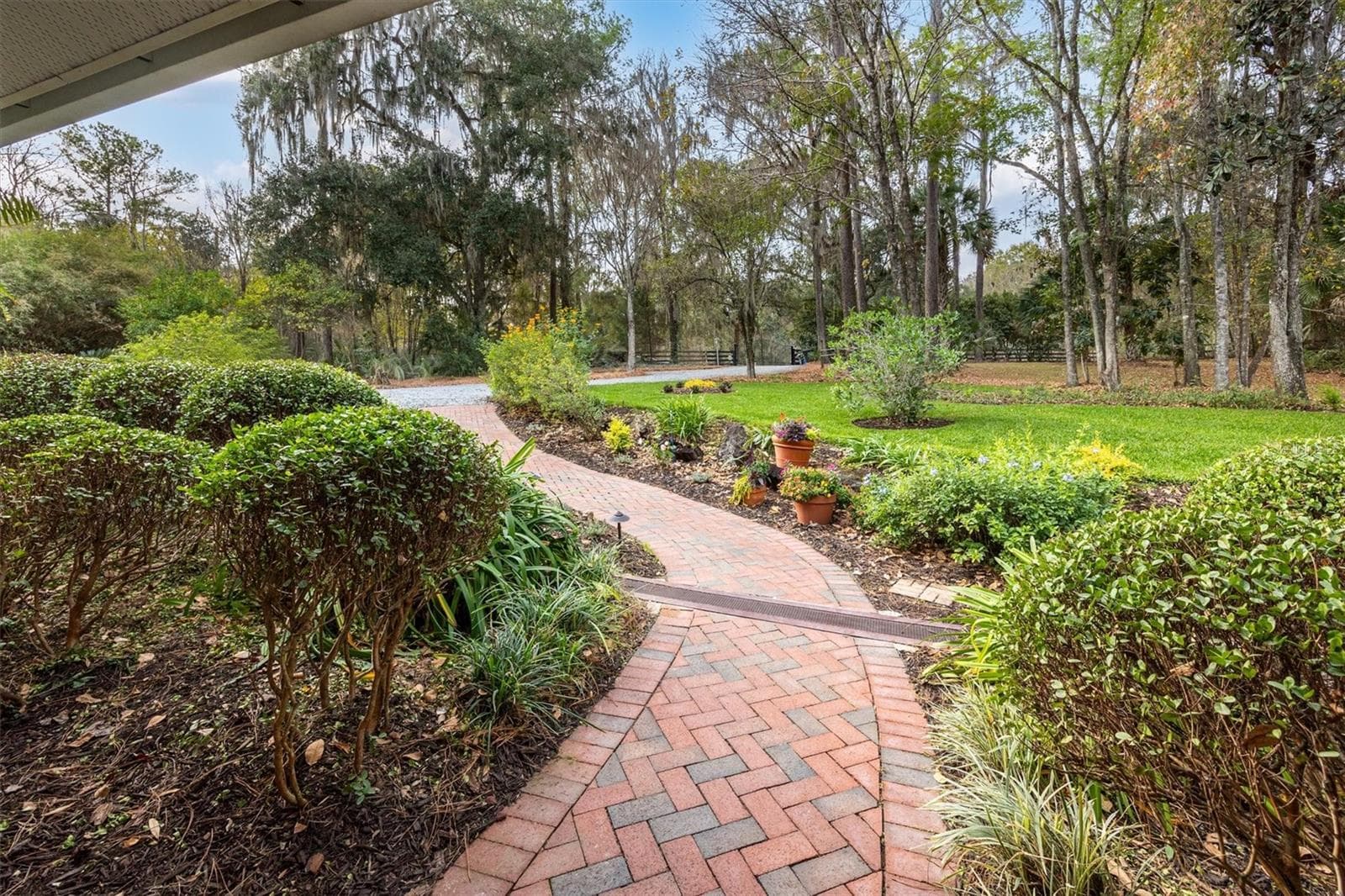 Front Walk looking toward the gated entrance - 22675 NW 75TH AVENUE RD, MICANOPY