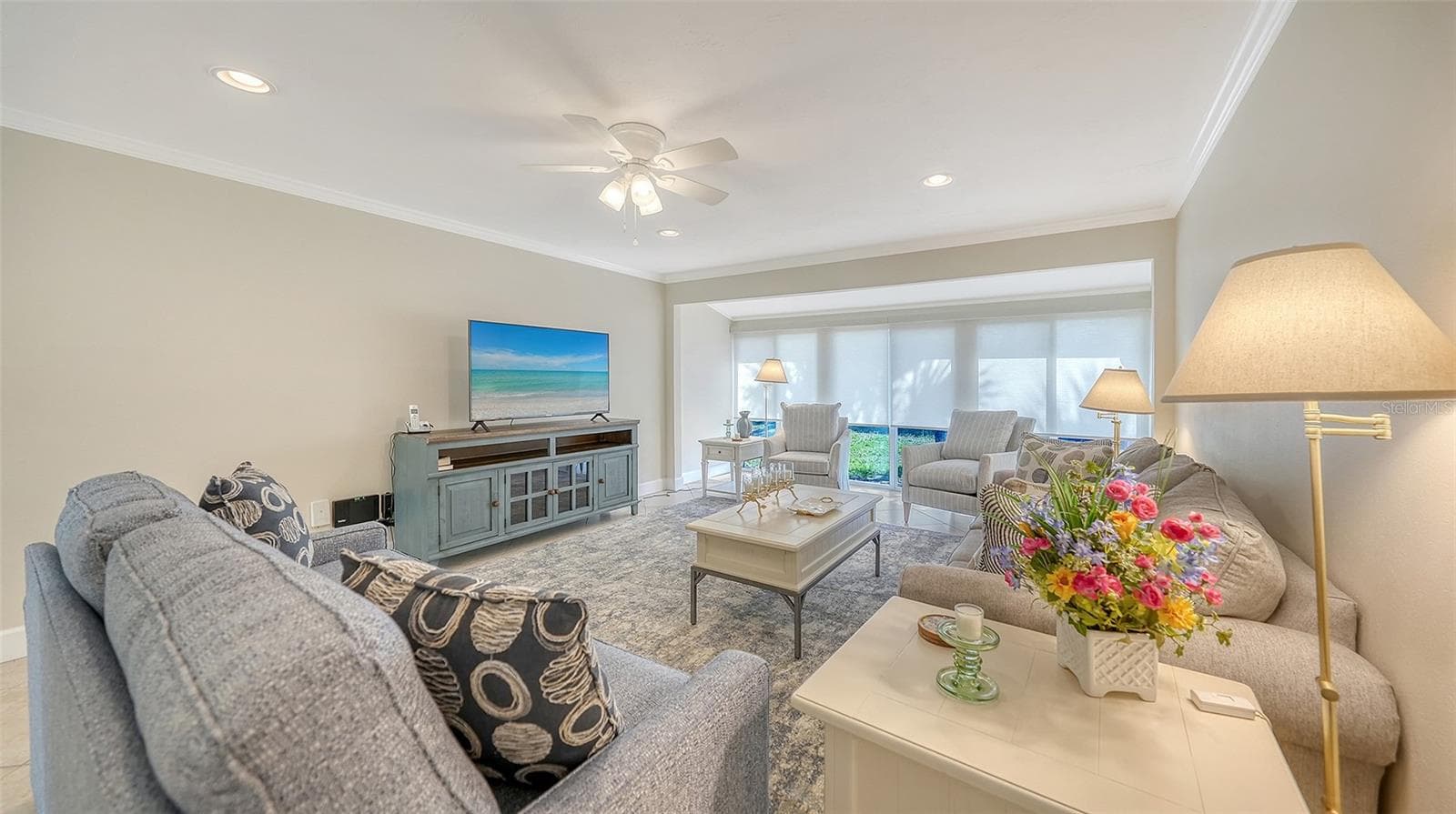 Surprisingly large living space with neutral paint, soft recessed lighting, and new gleaming baseboards. - 206 HOURGLASS WAY #V10, SARASOTA
