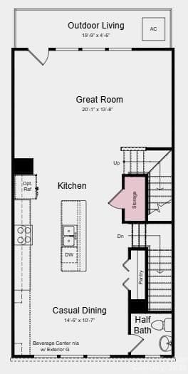 Main Level Floor Plan - Additional Highlights Include: Ledge at primary shower, quick tread and painted risers at 1st to 2nd floor, white cabinets, and blinds - 3912 Clemson Alley, Indian Land