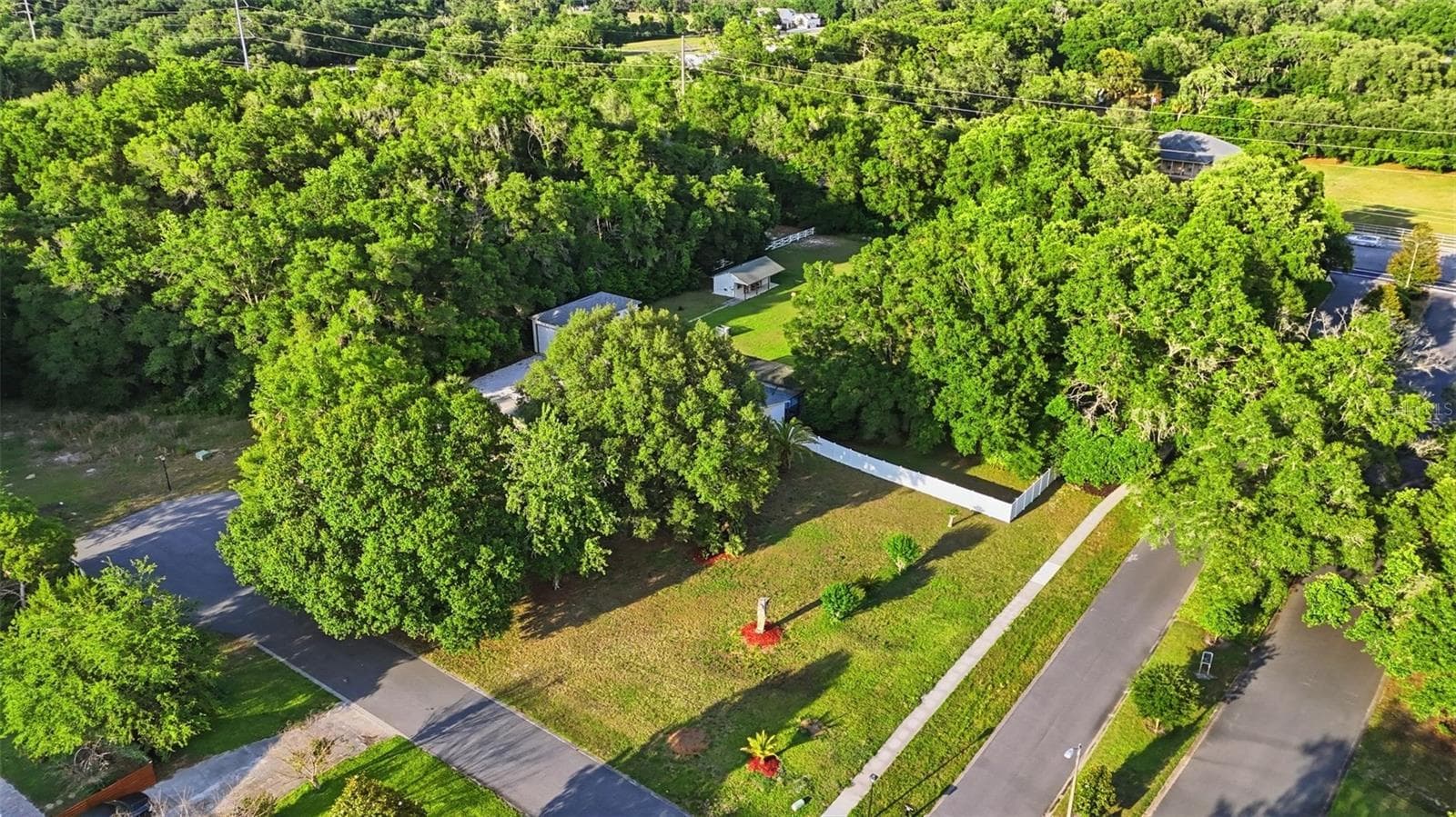 Aerial View of Front Entrance & Fully Fence Grounds - 3501 HILL STREAM AVE, APOPKA