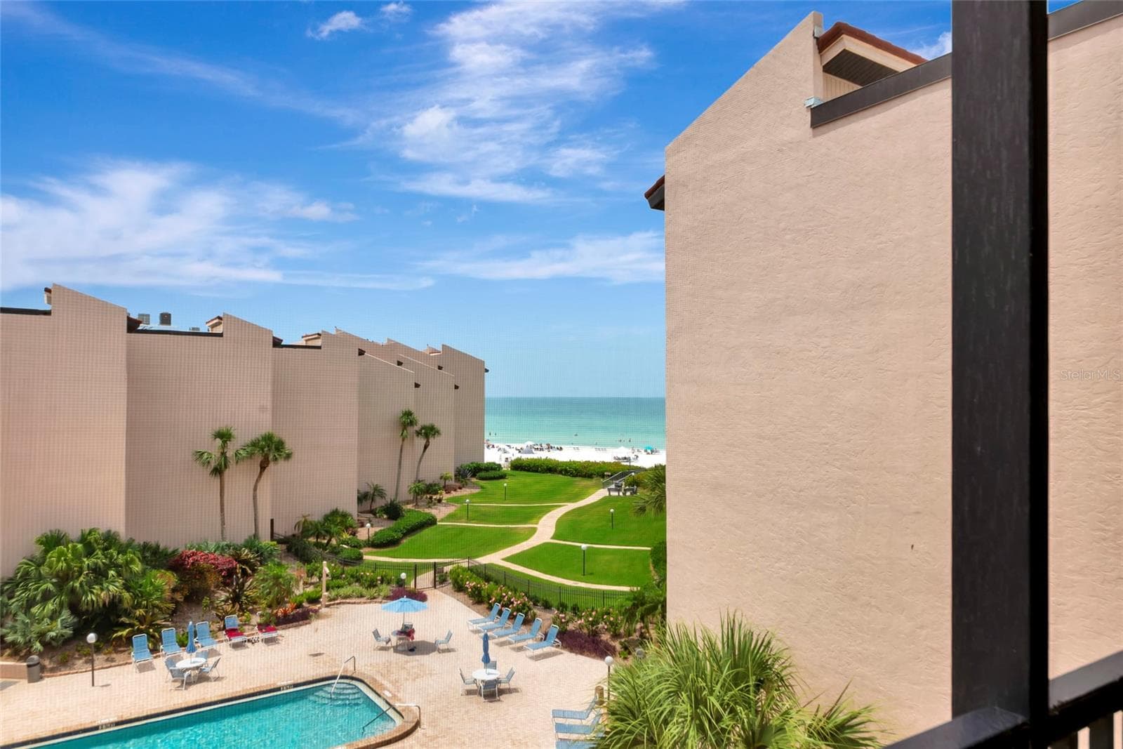 View from Balcony of beach & ocean & pool - 6480 MIDNIGHT PASS RD #503, SARASOTA