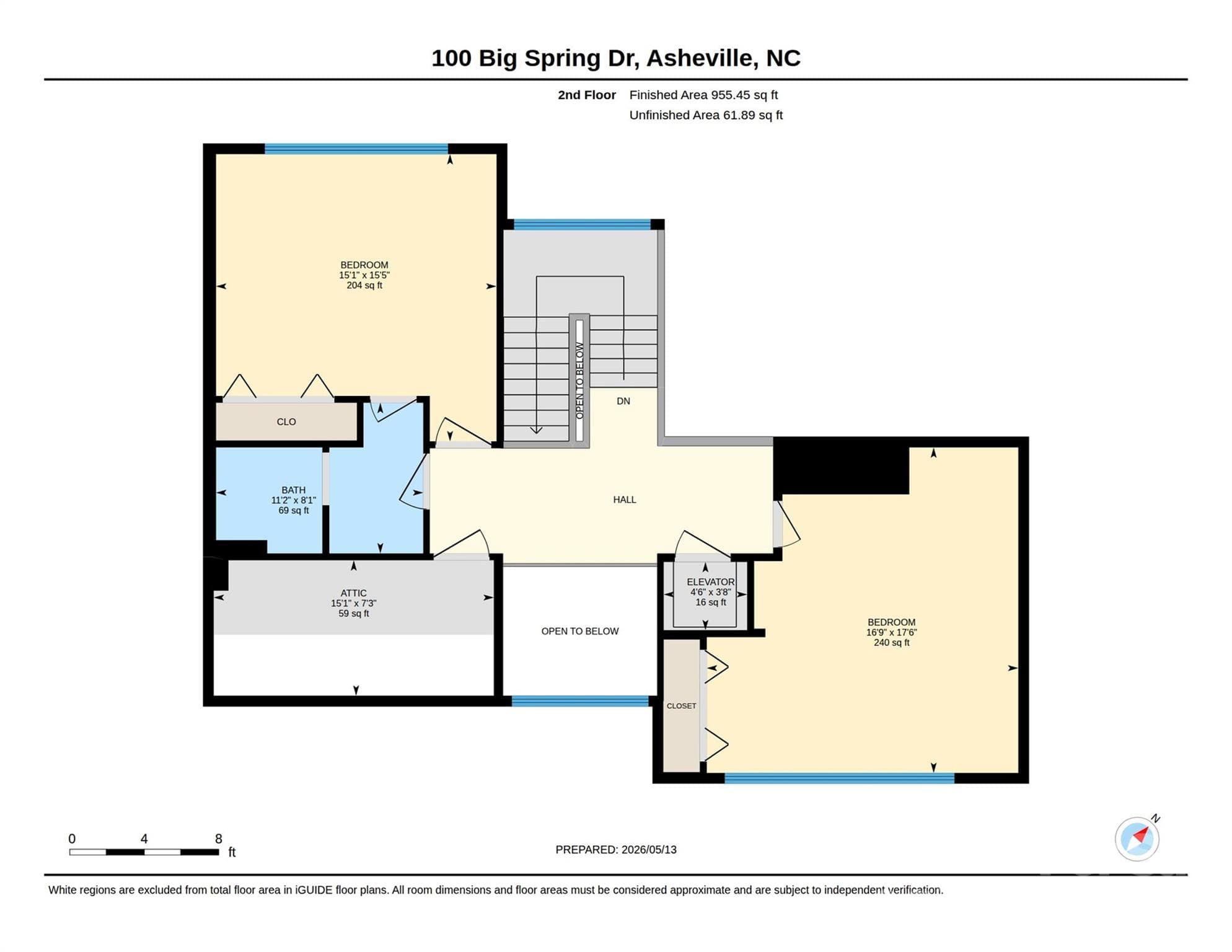 Upper level floor plan. - 100 Big Spring Drive, Asheville