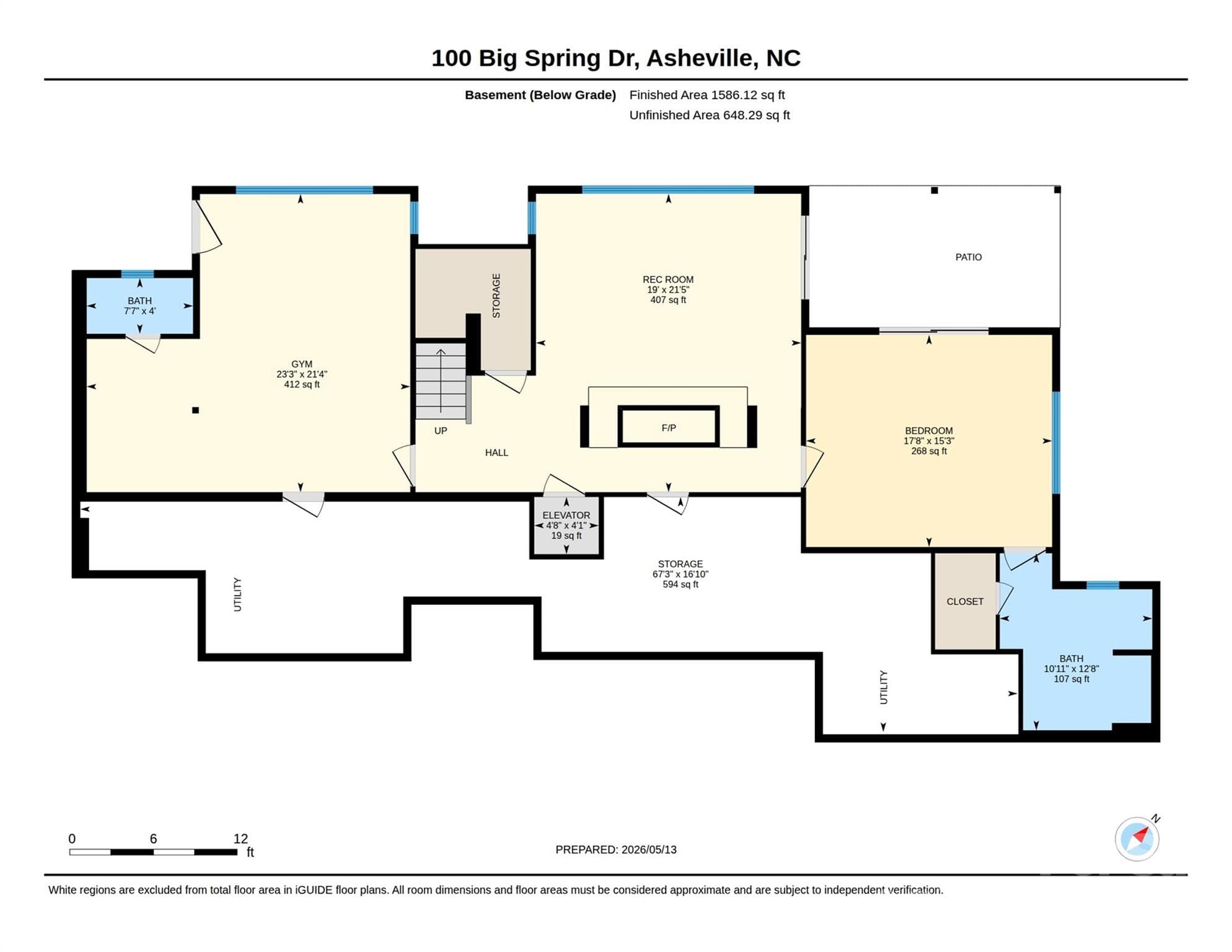 Lower level floor plan. - 100 Big Spring Drive, Asheville