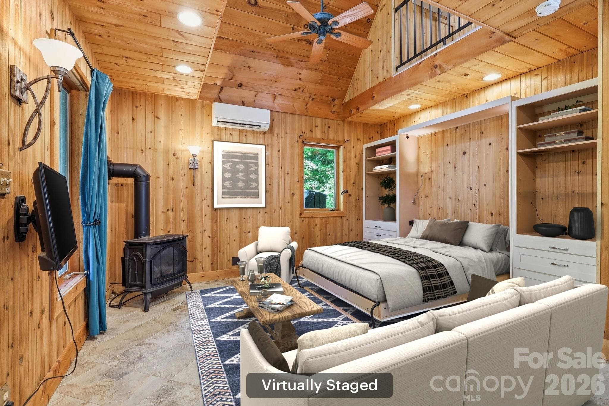 Virtually Staged Murphy Bed in Living Room - 98 Sparkling Springs Road, Fairview