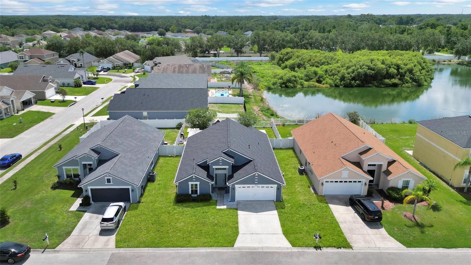 Aerial of water view - 8335 ADELE RD, LAKELAND