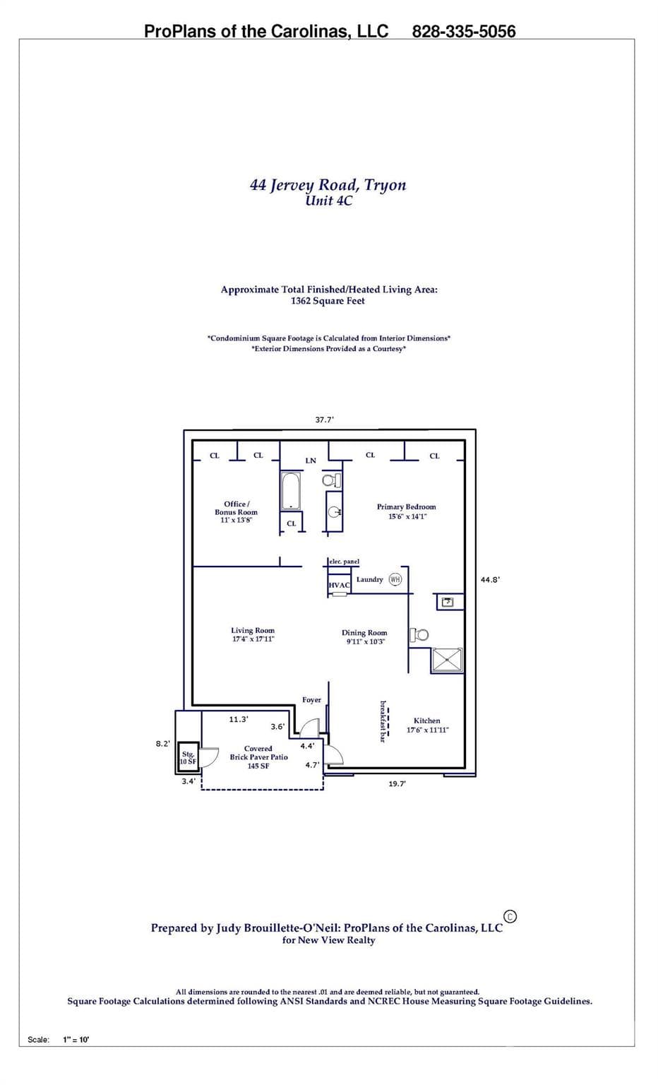 Floor Plan showing open layout and large primary bedroom and bonus room. - 44 Jervey Road, Tryon