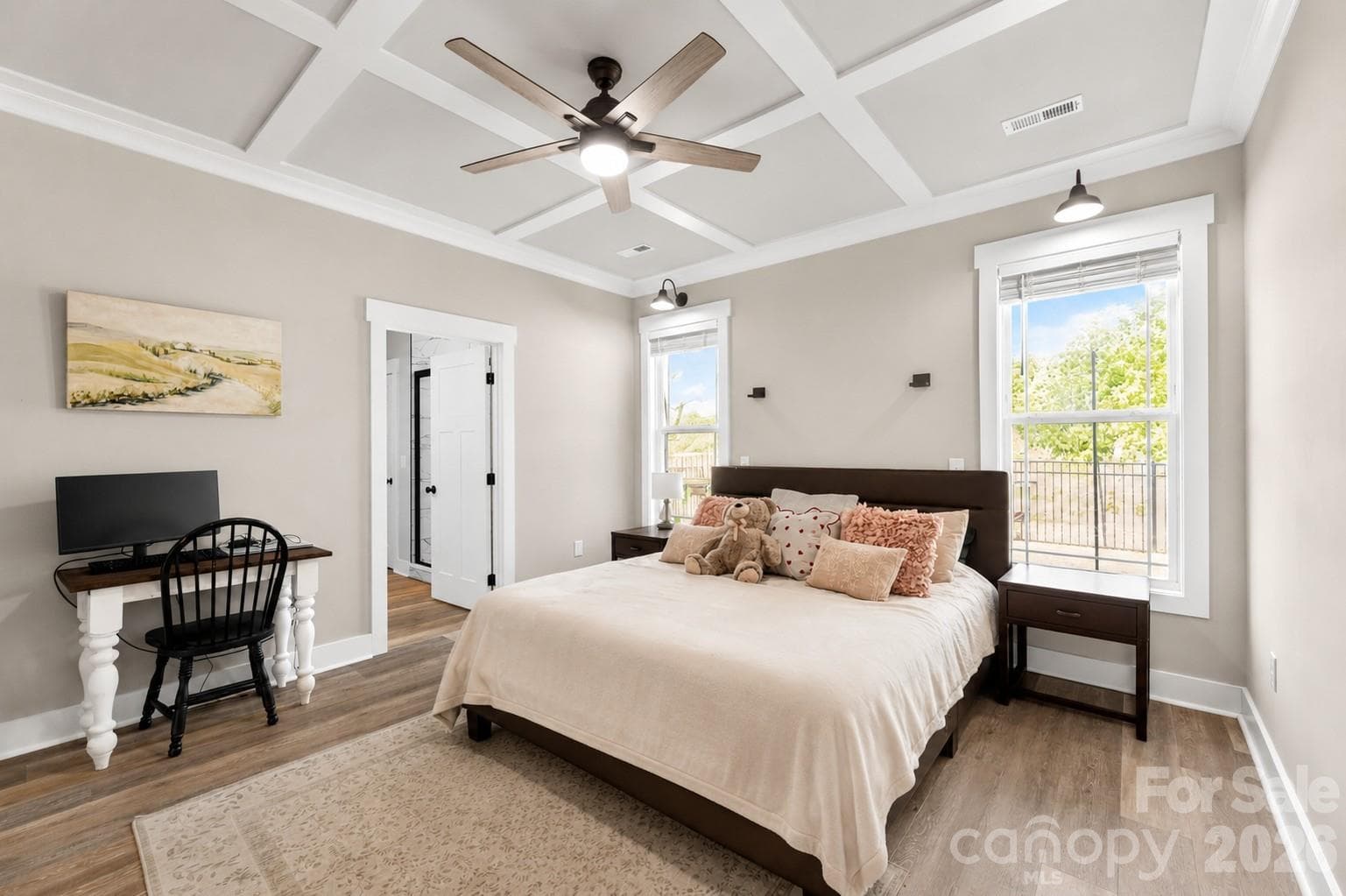 Primary Bedroom - Coffered Ceiling Detail - 219 Prospect Church Road, Albemarle