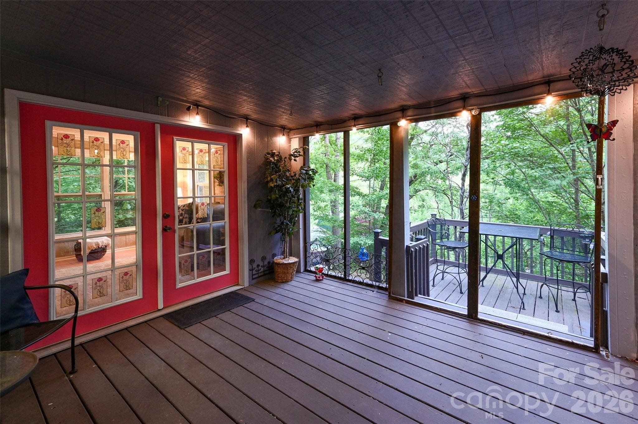 Screened-In Porch at Dusk - 90 Davidson Gap Road, Leicester