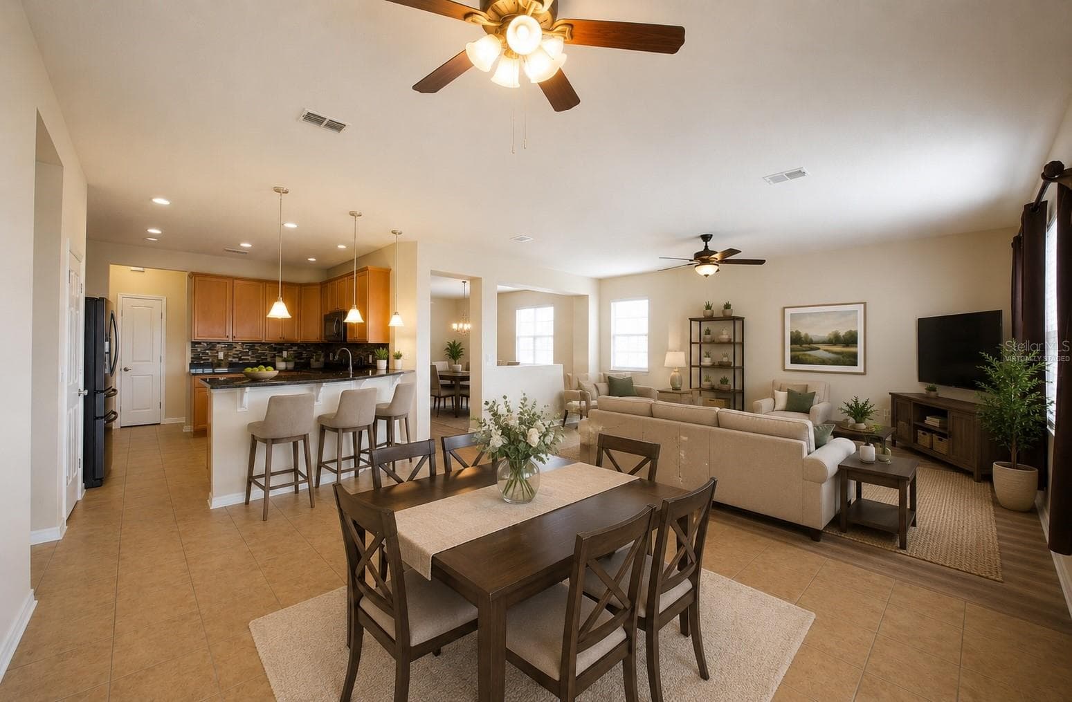 Kitchen and Family Room (Virtually Staged) - 10026 WEATHERS LOOP, CLERMONT