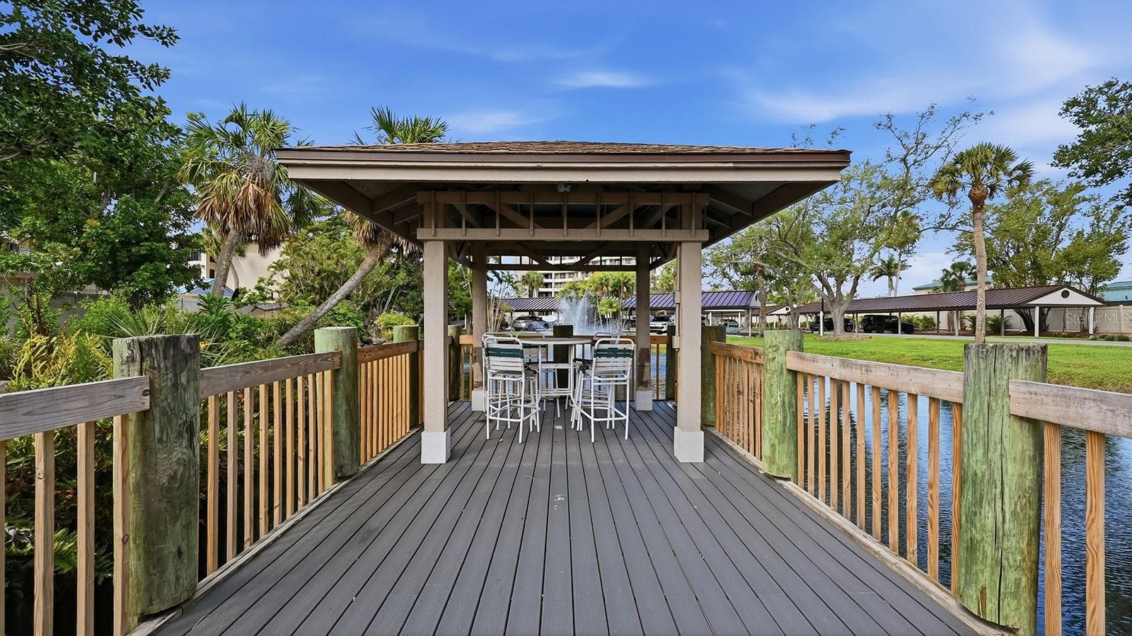 Gazebo overlooking Lake with Fountain - 5880 MIDNIGHT PASS RD #907, SARASOTA