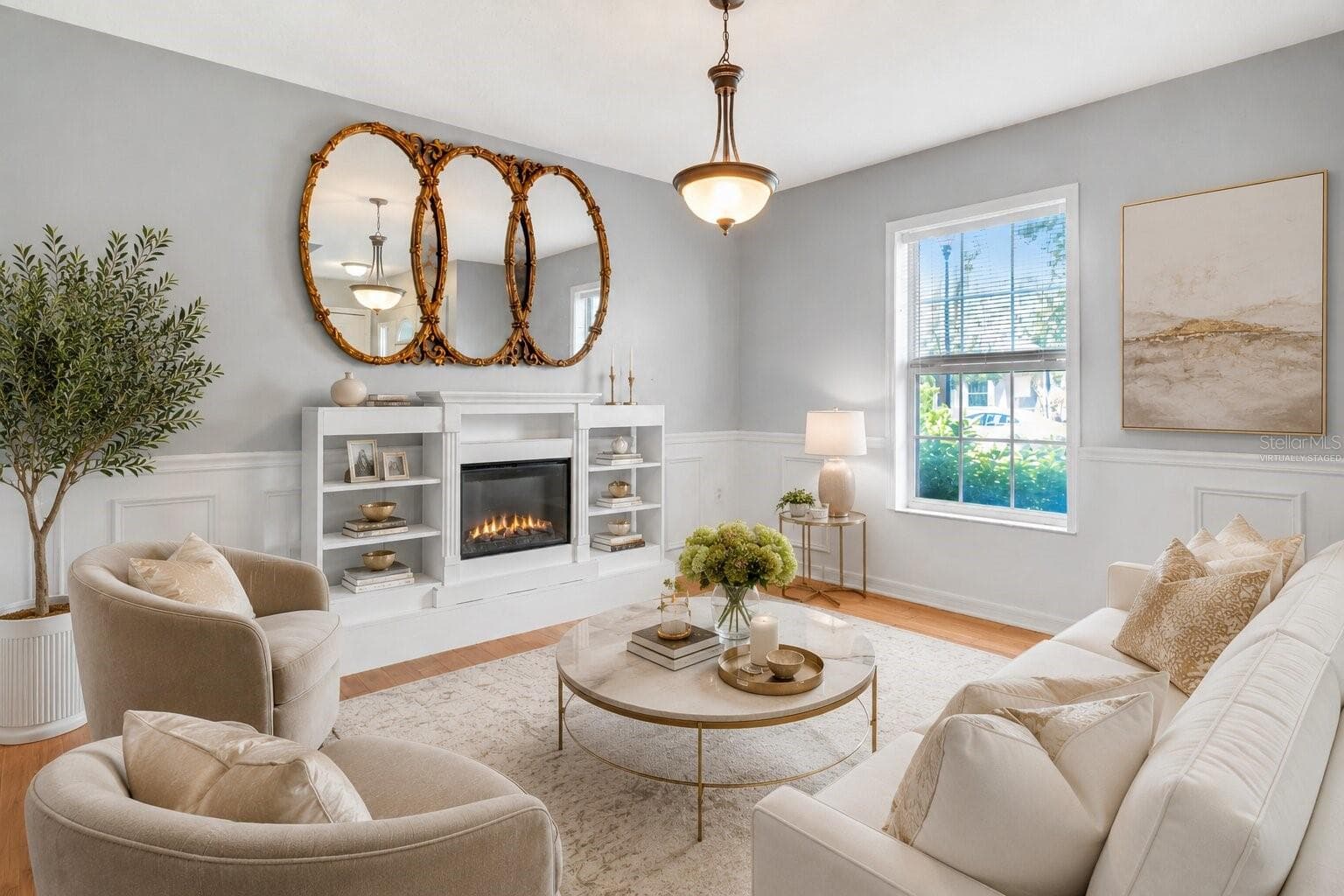 Living Room Virtually Staged - 7642 PARK HILL AVE, LEESBURG