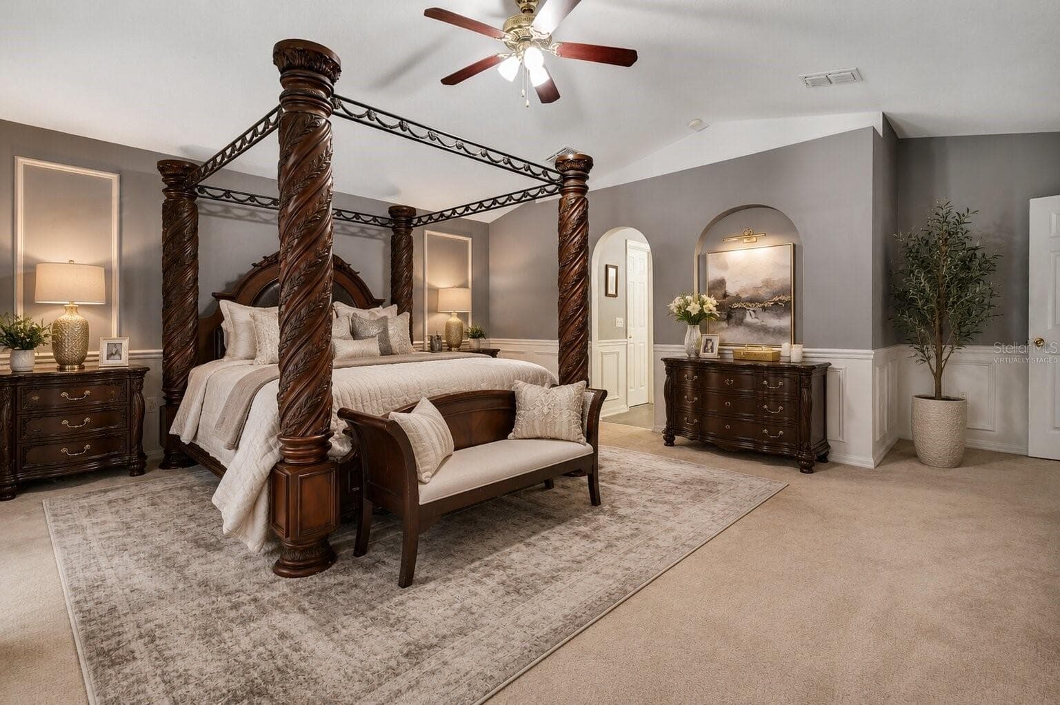 Primary Bedroom Virtually Staged - 7642 PARK HILL AVE, LEESBURG