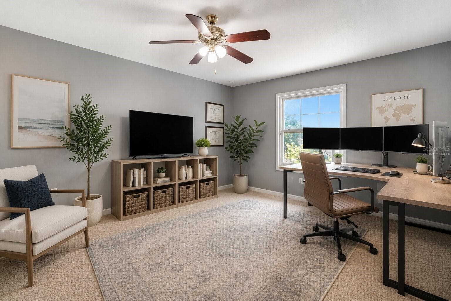 Third Bedroom Virtually Staged as an Office Room - 7642 PARK HILL AVE, LEESBURG