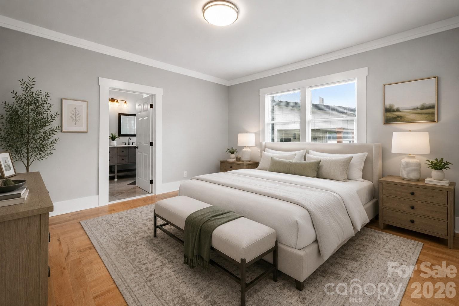 Virtually staged primary bedroom - 174 Tournament Drive SW, Concord
