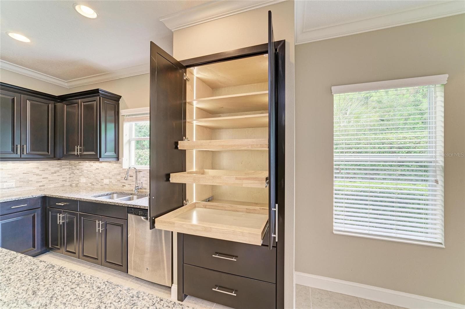 Pantry was converted to match the cabinets. Pull out shelves and drawers with internal light - 1936 ORANGE LAKE CV, BRADENTON