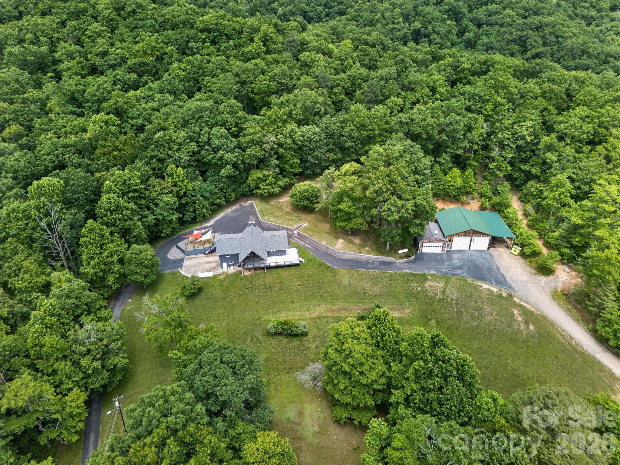 Arial of main house and workshops - 97 Whippoorwill Lane, Fairview