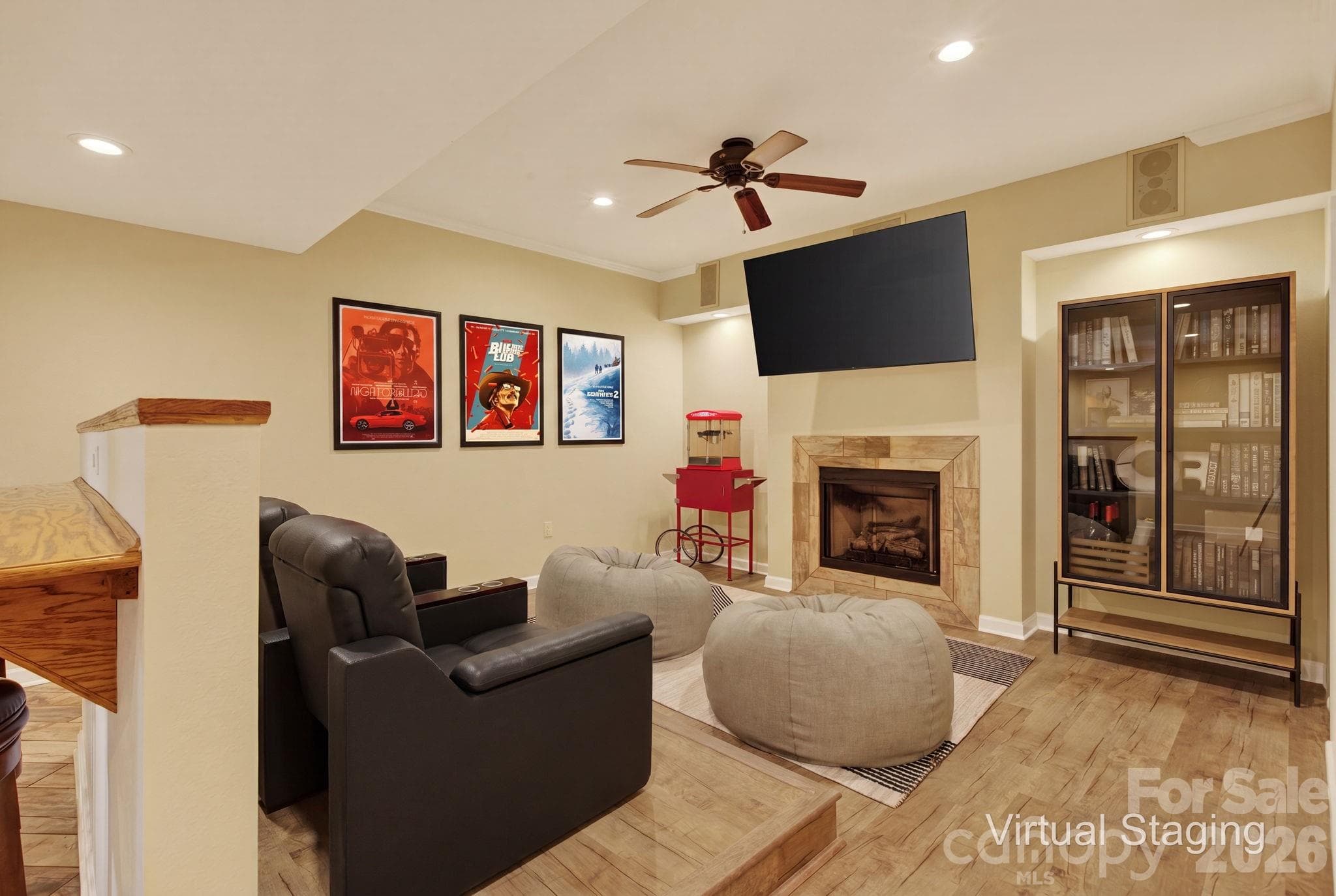 Virtually staged media room - 97 Whippoorwill Lane, Fairview
