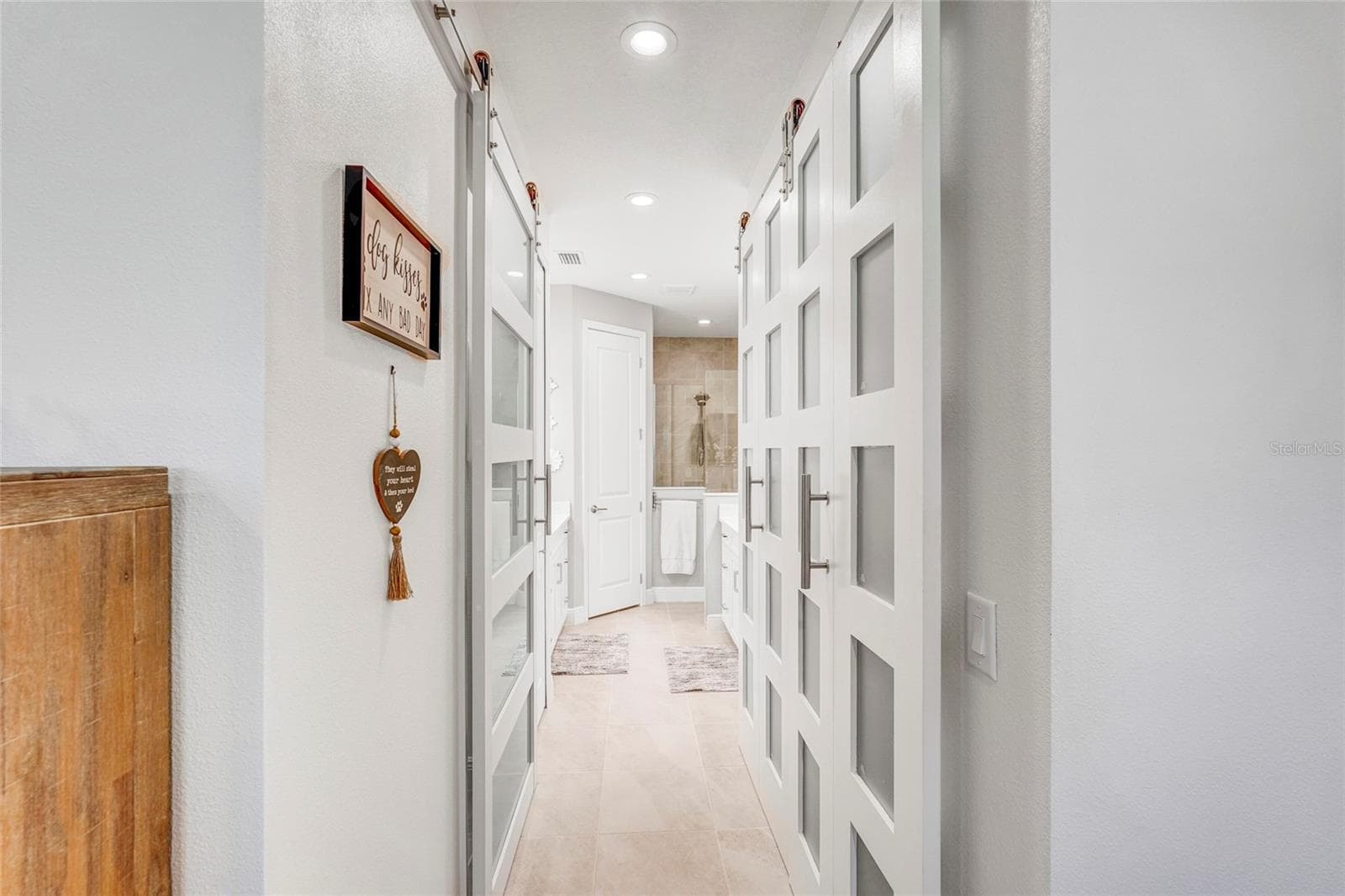 Dual Custom Glass Barn Closet Doors - 10233 LAKE WALES CIR, SARASOTA