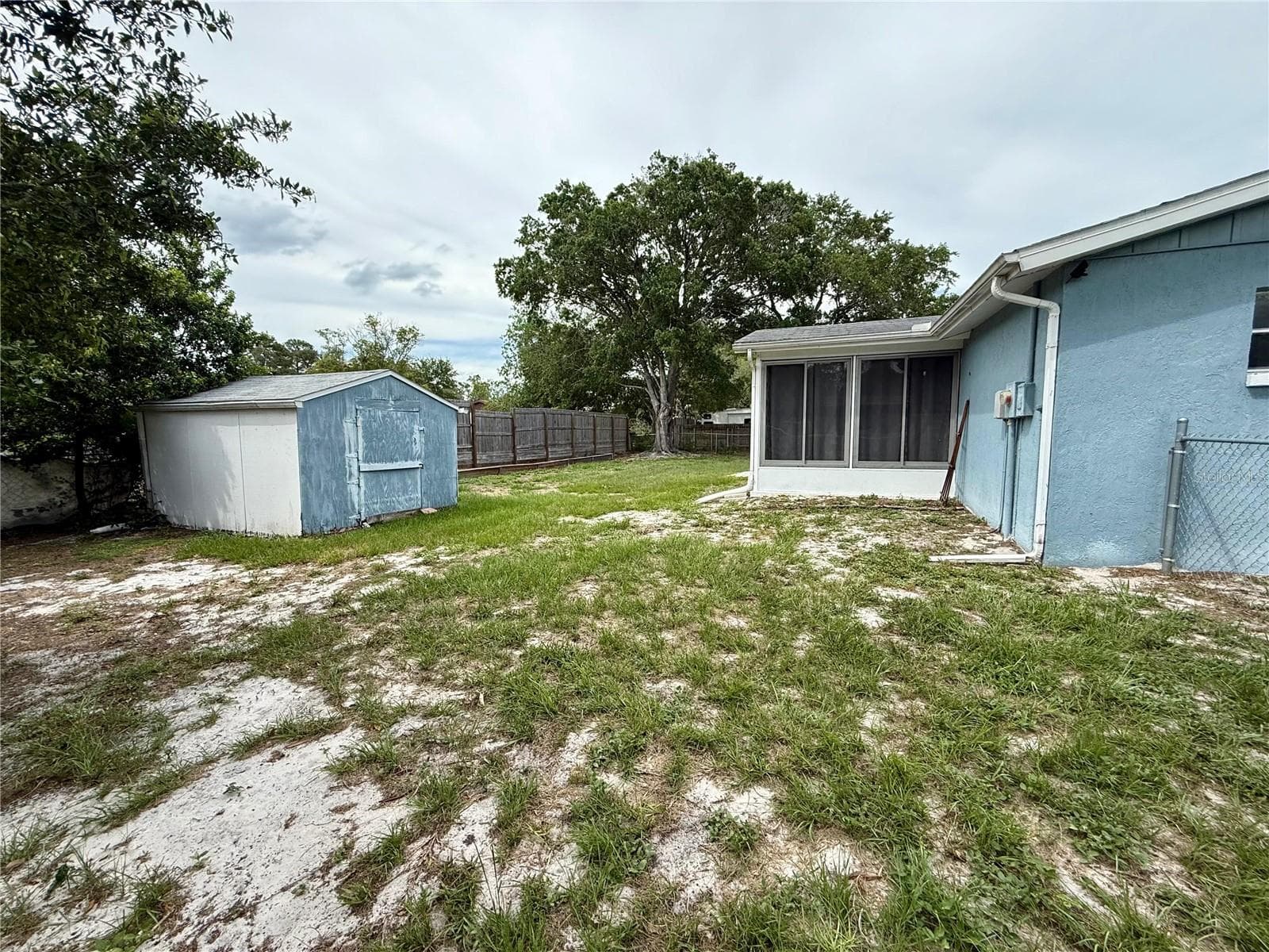 back yard with Shed - 9129 SEWELL LN, SPRING HILL