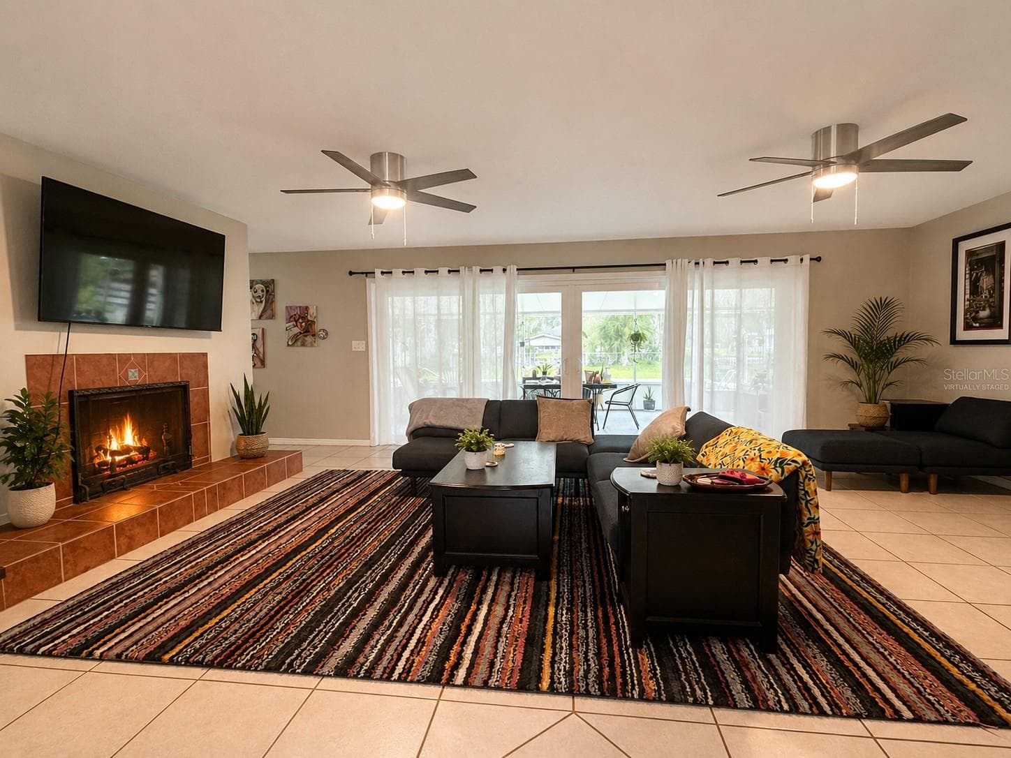 family room virtually staged - 2950 N SHELL RD, DELAND