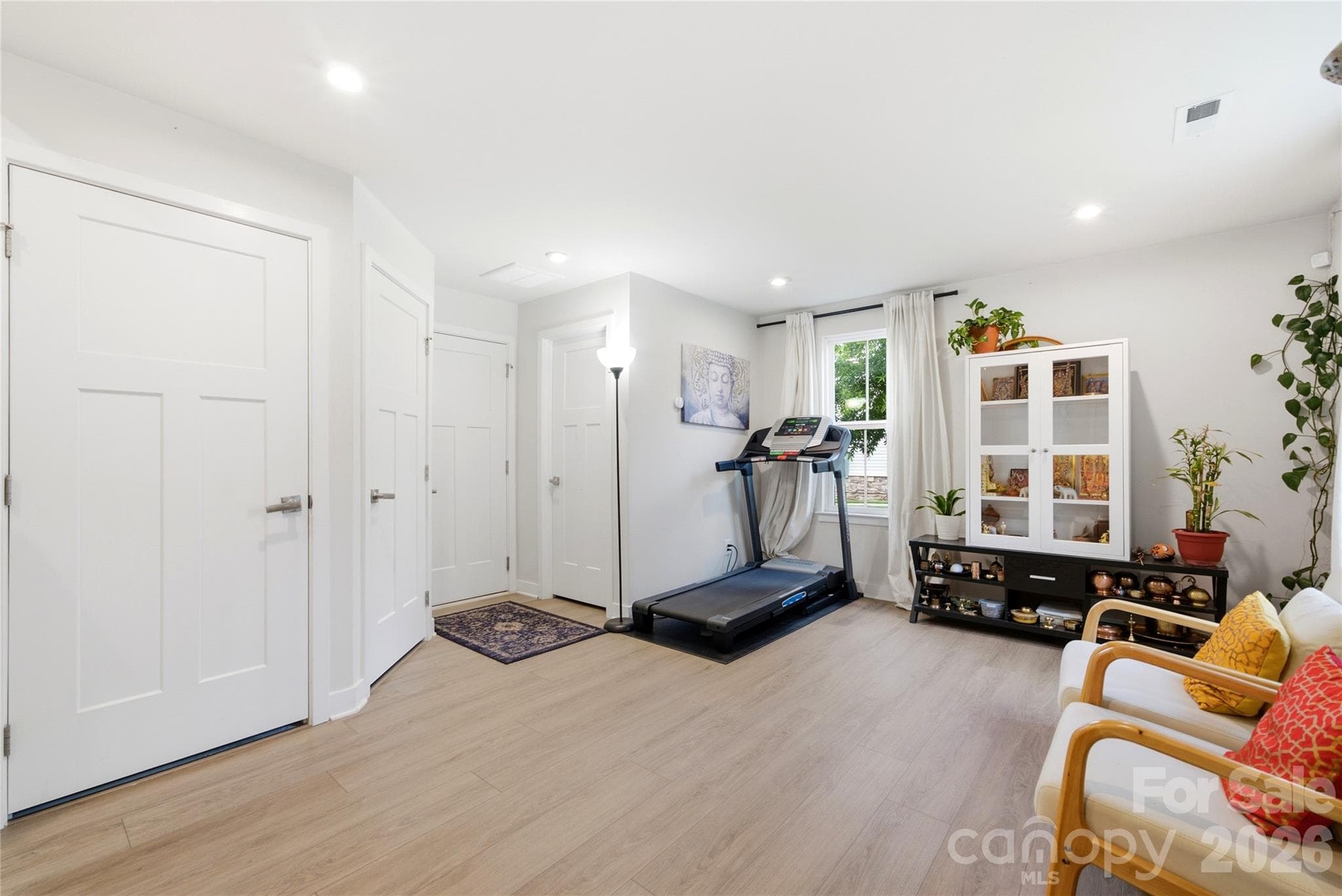 Main floor - flex room. Three closets for ample storage. - 9116 Mallard Mills Drive, Charlotte