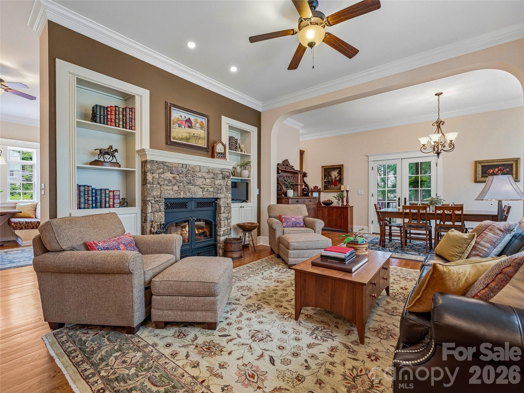 Wood Burning Fireplace with Stone Surround - Asheville
