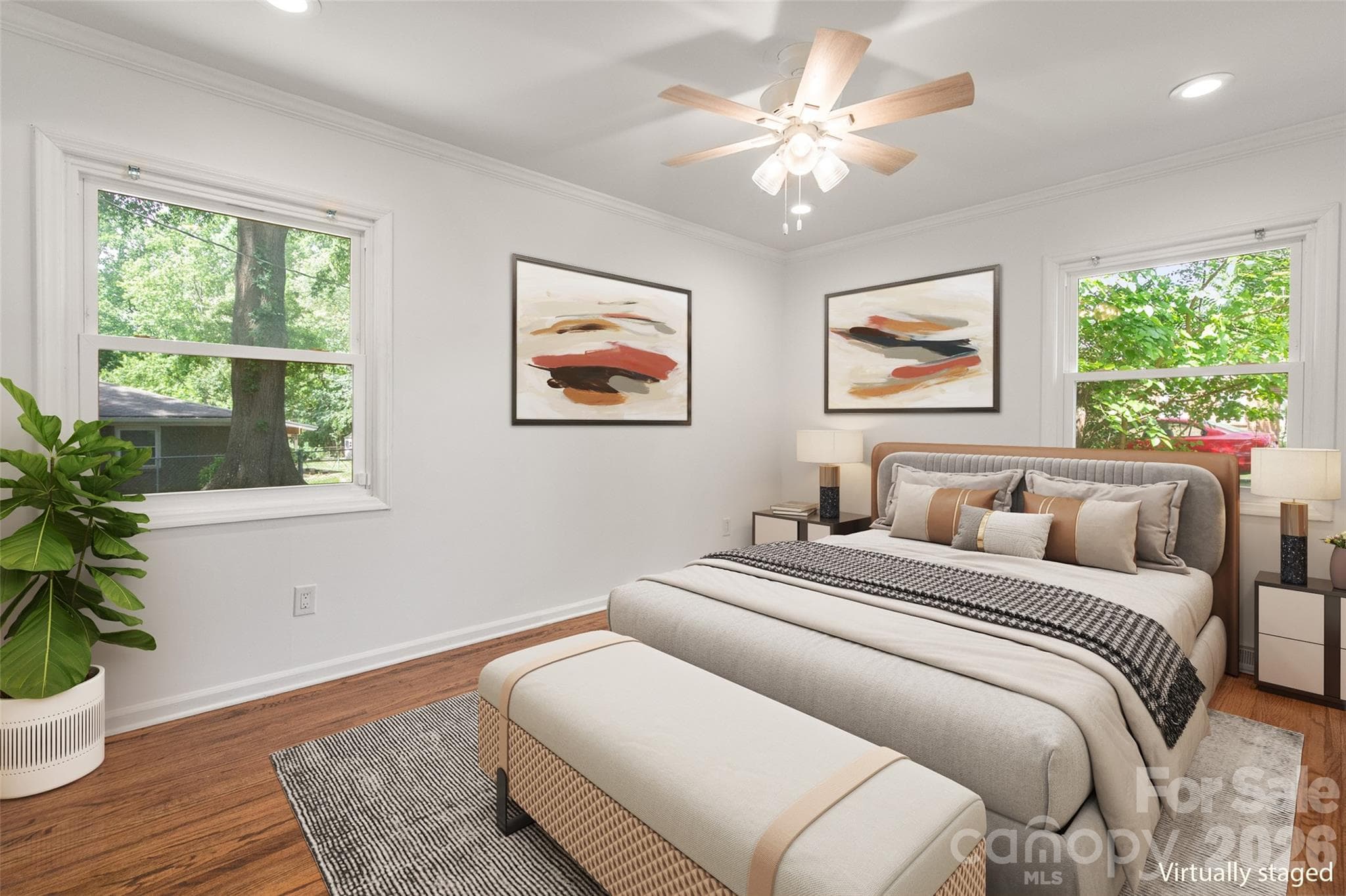 Virtually Staged Primary Bedroom - 4300 Dowling Drive, Charlotte