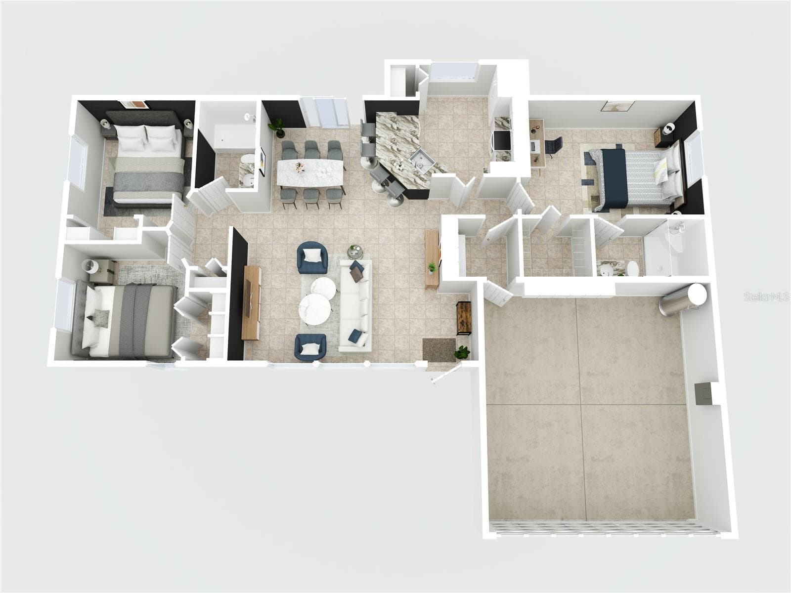 Suggested furniture arrangement for the floor plan. - 8457 BRISTOL AVE, NORTH PORT