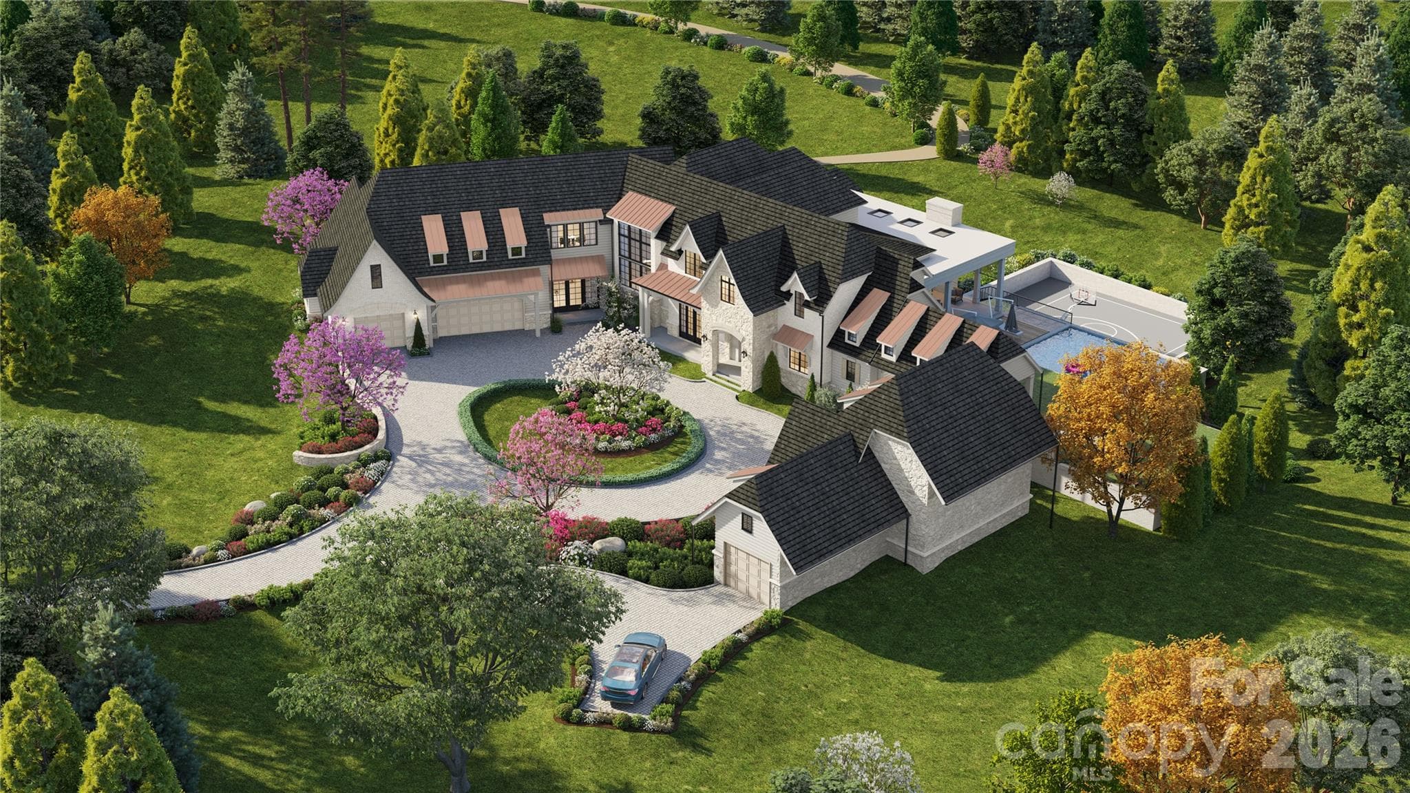 Option 1 - Aerial Front Render - 8810 Bartlett Road, Mint Hill