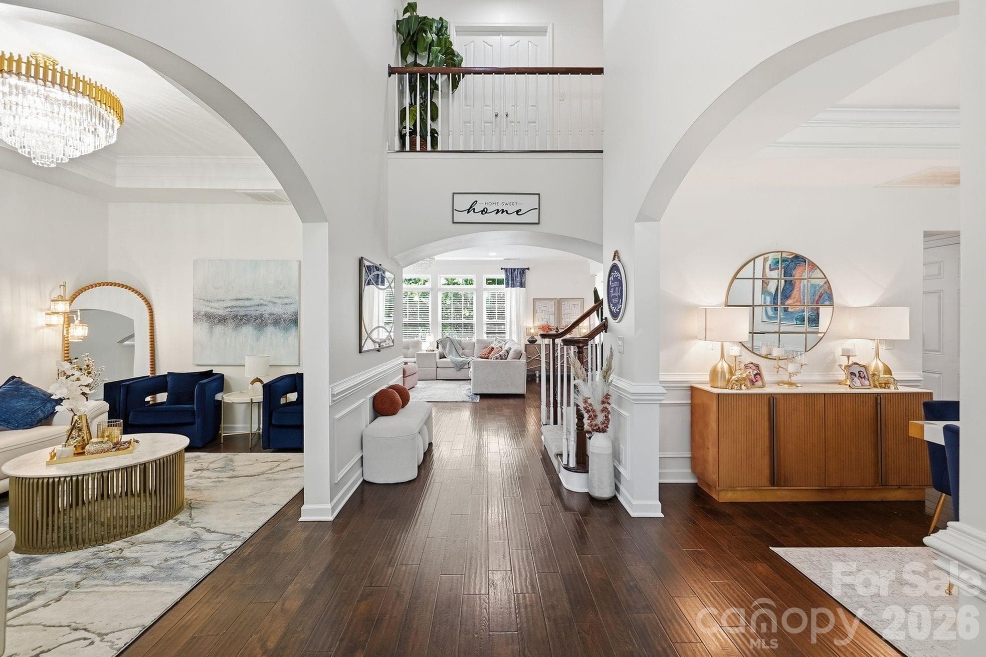 Beautiful entrance with dining and living rooms trey ceiling on both rooms - Waxhaw
