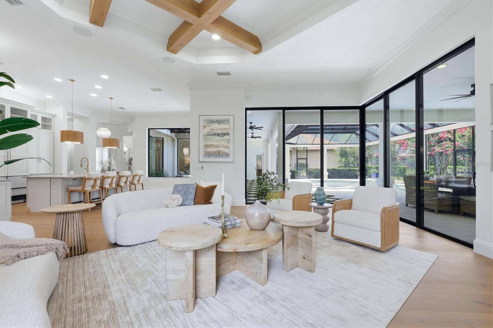 New ceiling beams and engineered wood floors - 9261 MCDANIEL LN, SARASOTA