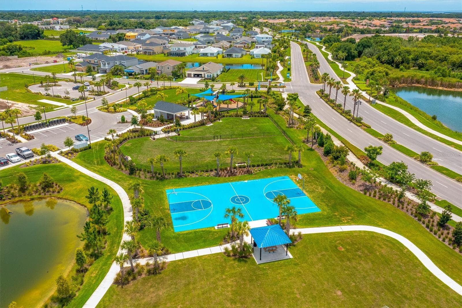 Aerial View of Basketball Court - 5718 LOS ROBLES CT, PALMETTO