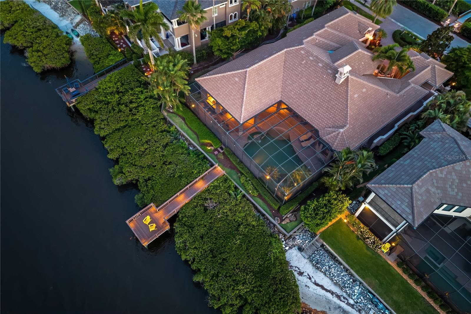 Rear Pier Drone View - 3803 HAWK ISLAND DR, BRADENTON