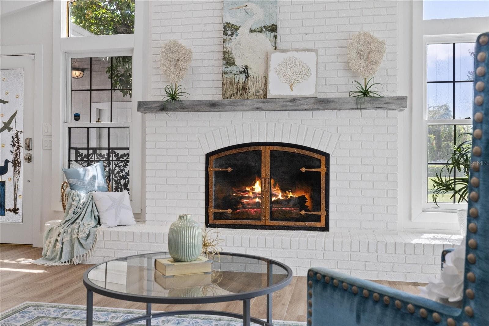 Cozy gas fireplace in living room - 5623 HULL CT, NEW PORT RICHEY