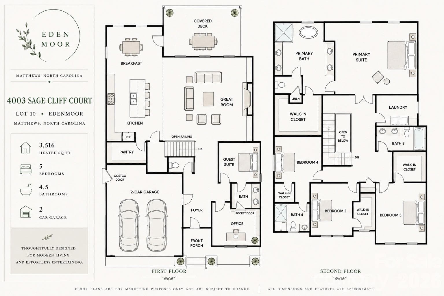 Floorplan rendering - based on architectural plans, but not exact. A detailed measurement/floorplan will be obtained when the home moves past drywall stage. - 4003 Sage Cliff Court, Matthews