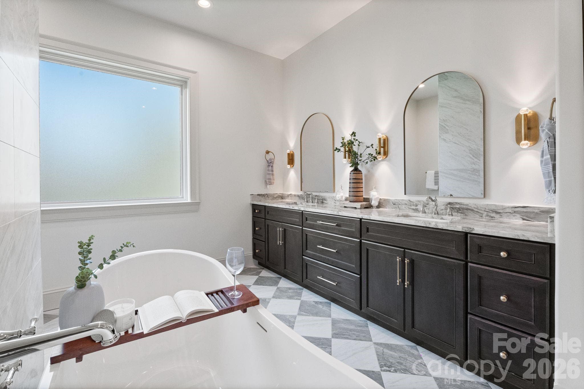 Gorgeous primary bath with soaking tub and walk-in shower - 2494 Primm Road, Denver