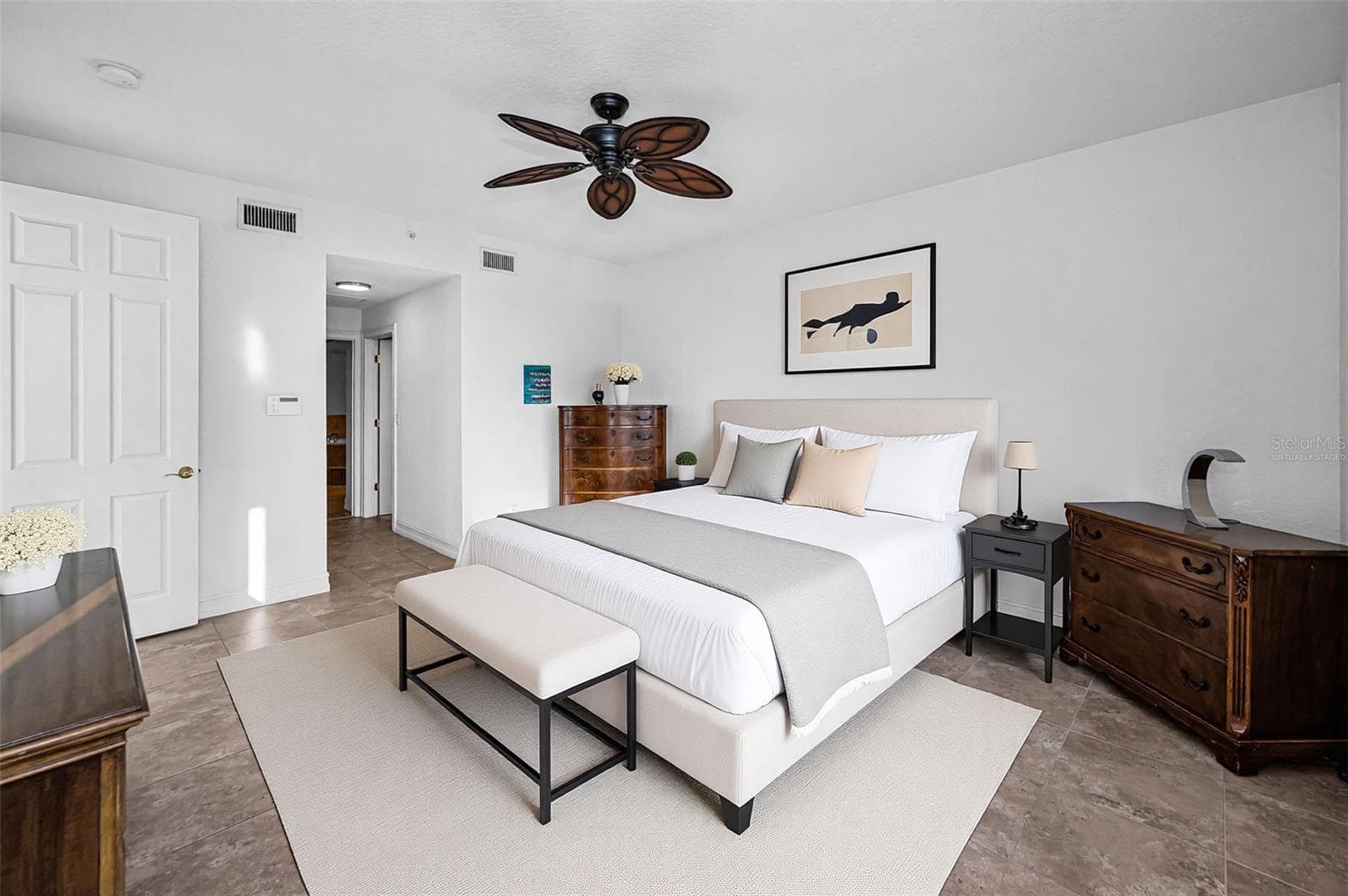 Virtually Staged Primary Bedroom - 1860 N FORT HARRISON AVE #103, CLEARWATER