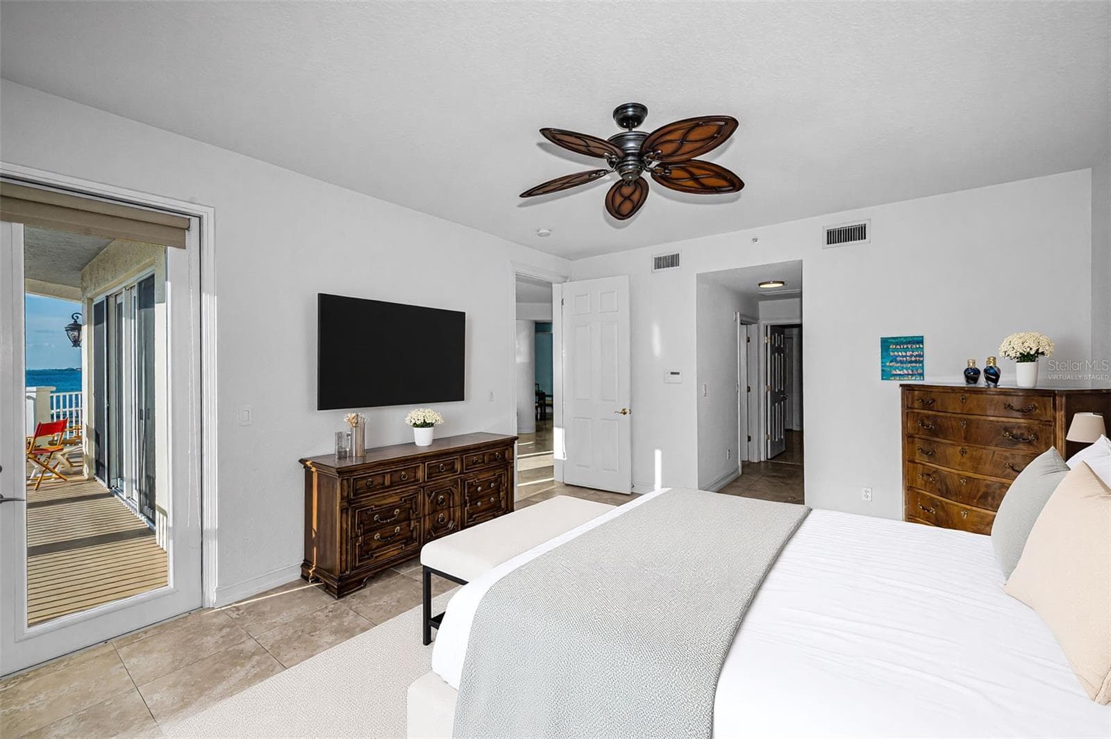 Virtually Staged Primary Bedroom - 1860 N FORT HARRISON AVE #103, CLEARWATER